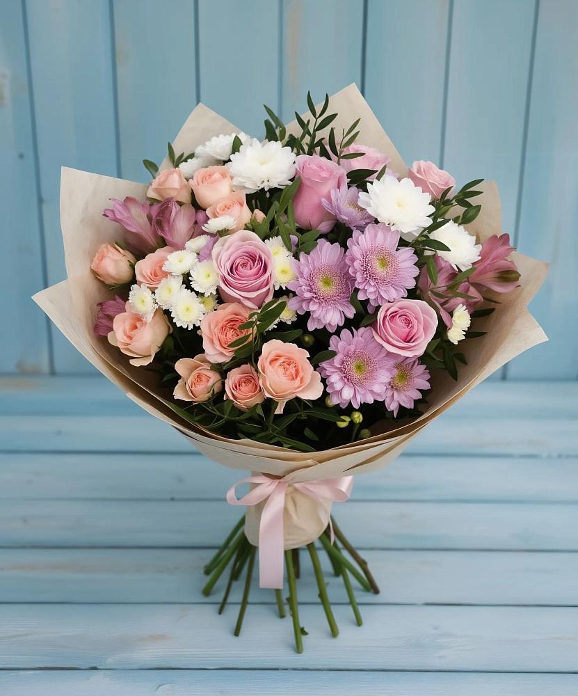 Букет цветов из: Хризантемы, Розы и Альстромерии в Архипо-Осиповка