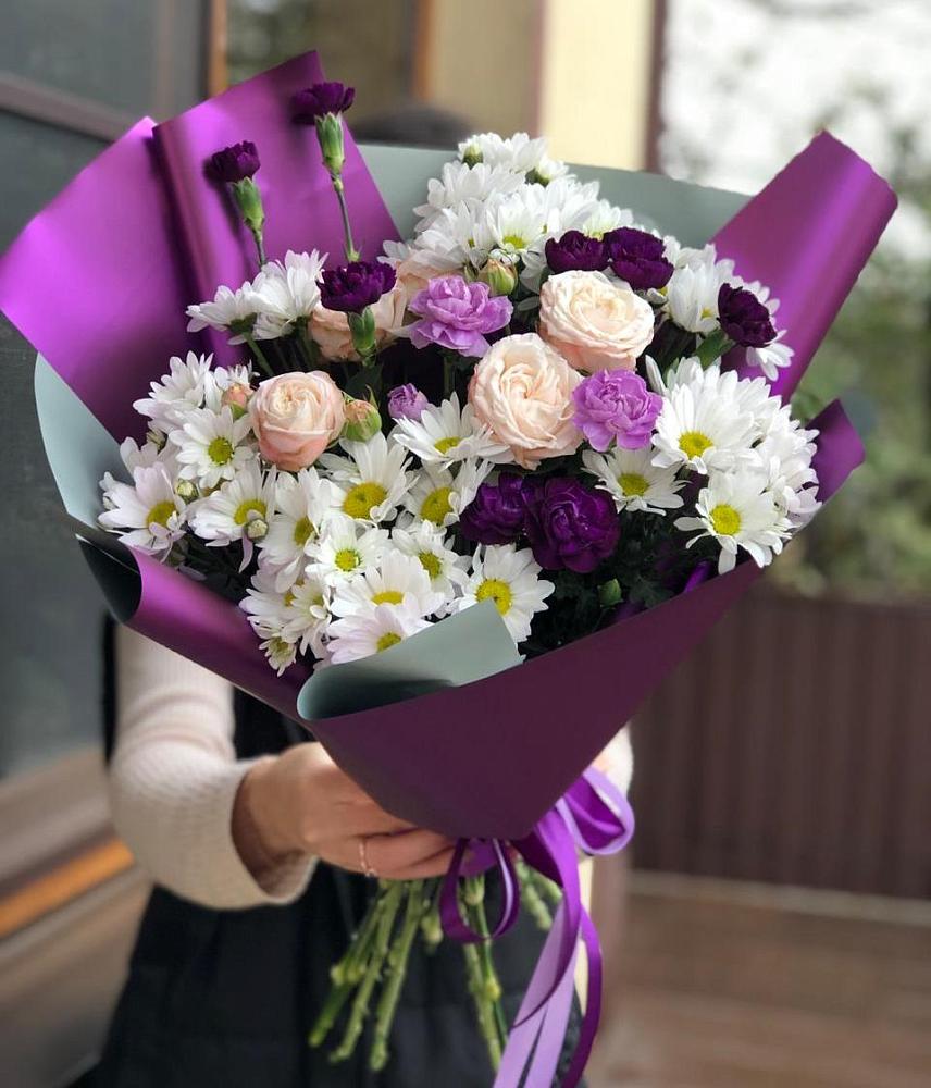 Букет цветов из: Хризантемы, Гвоздики и Розы в Архипо-Осиповка