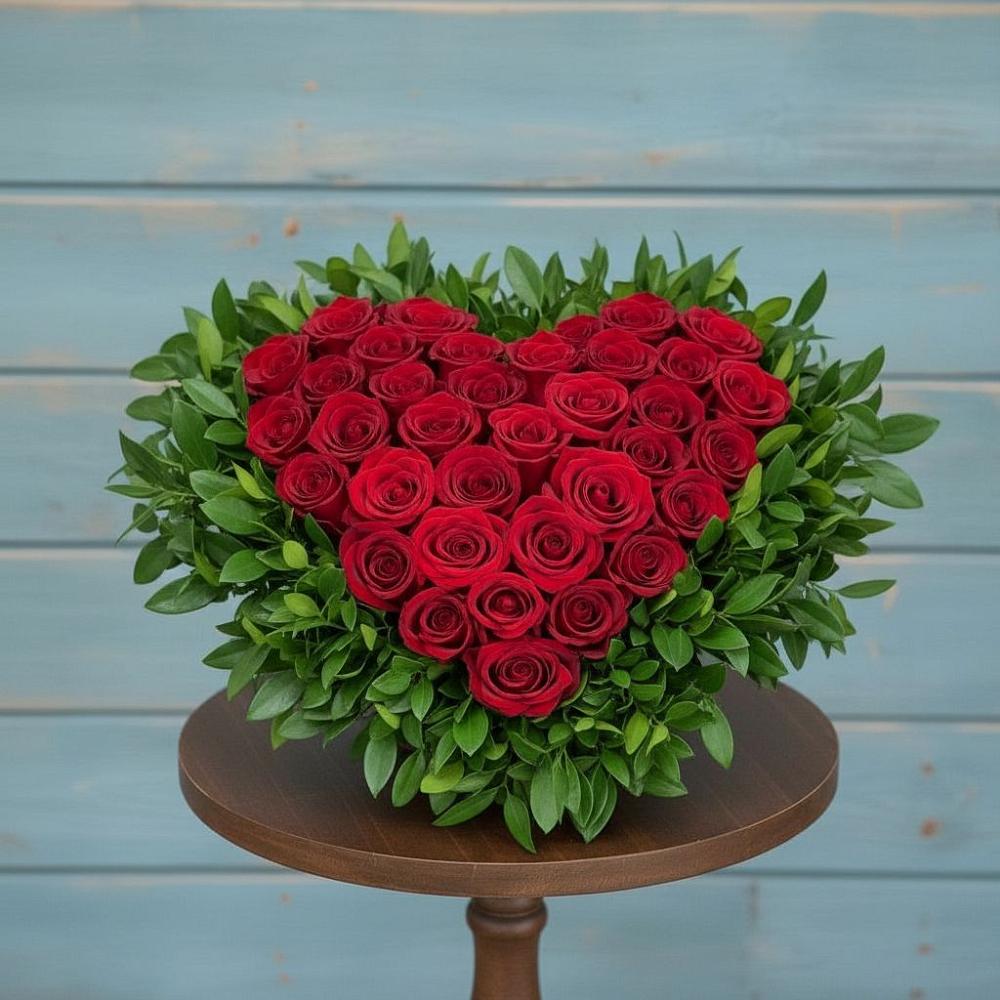 Цветочная композиция из Розы в виде сердца в Архипо-Осиповка