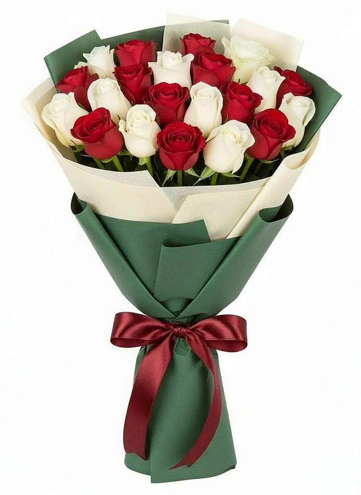 Букет Микс из красных и белых роз в Архипо-Осиповка
