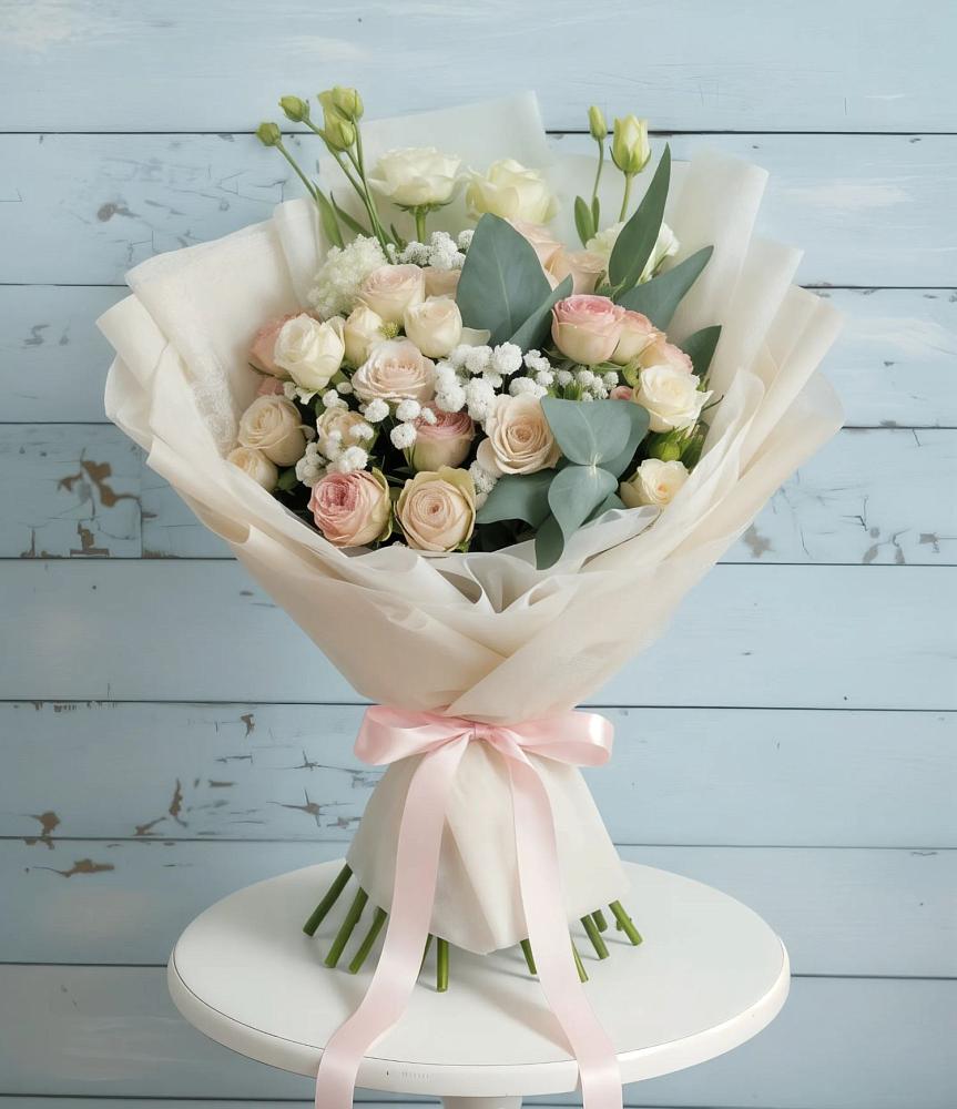 Букет цветов из: Розы и Лизиантусы в Архипо-Осиповка