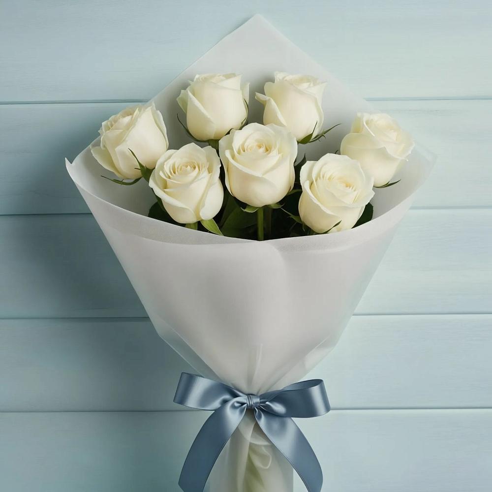 Букет 7 Белых роз Эдлесс Лав в Архипо-Осиповка